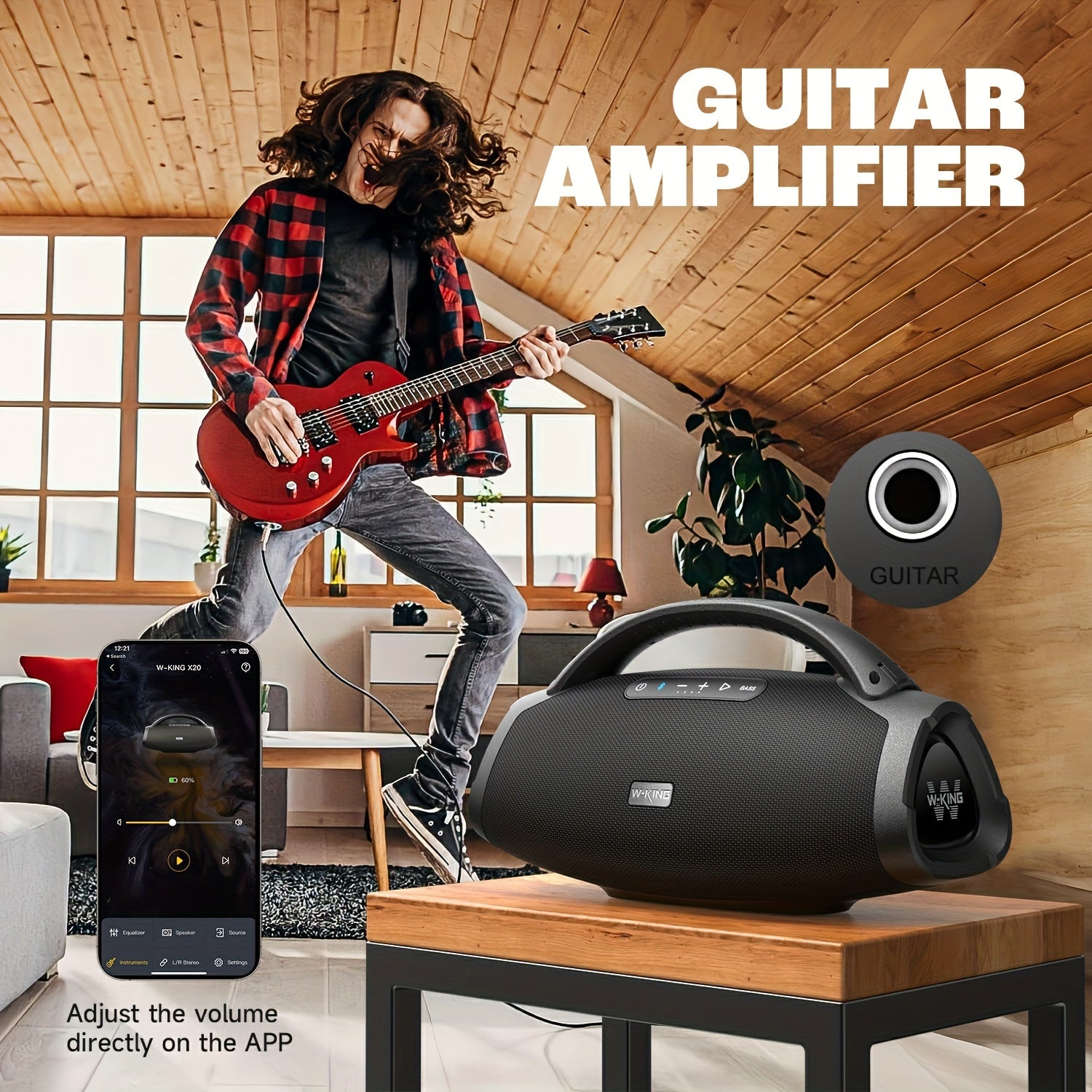 Portable Wireless Speaker 200W RMS 250W Peak Outdoor Party Speaker with Bass Boost and APP Control