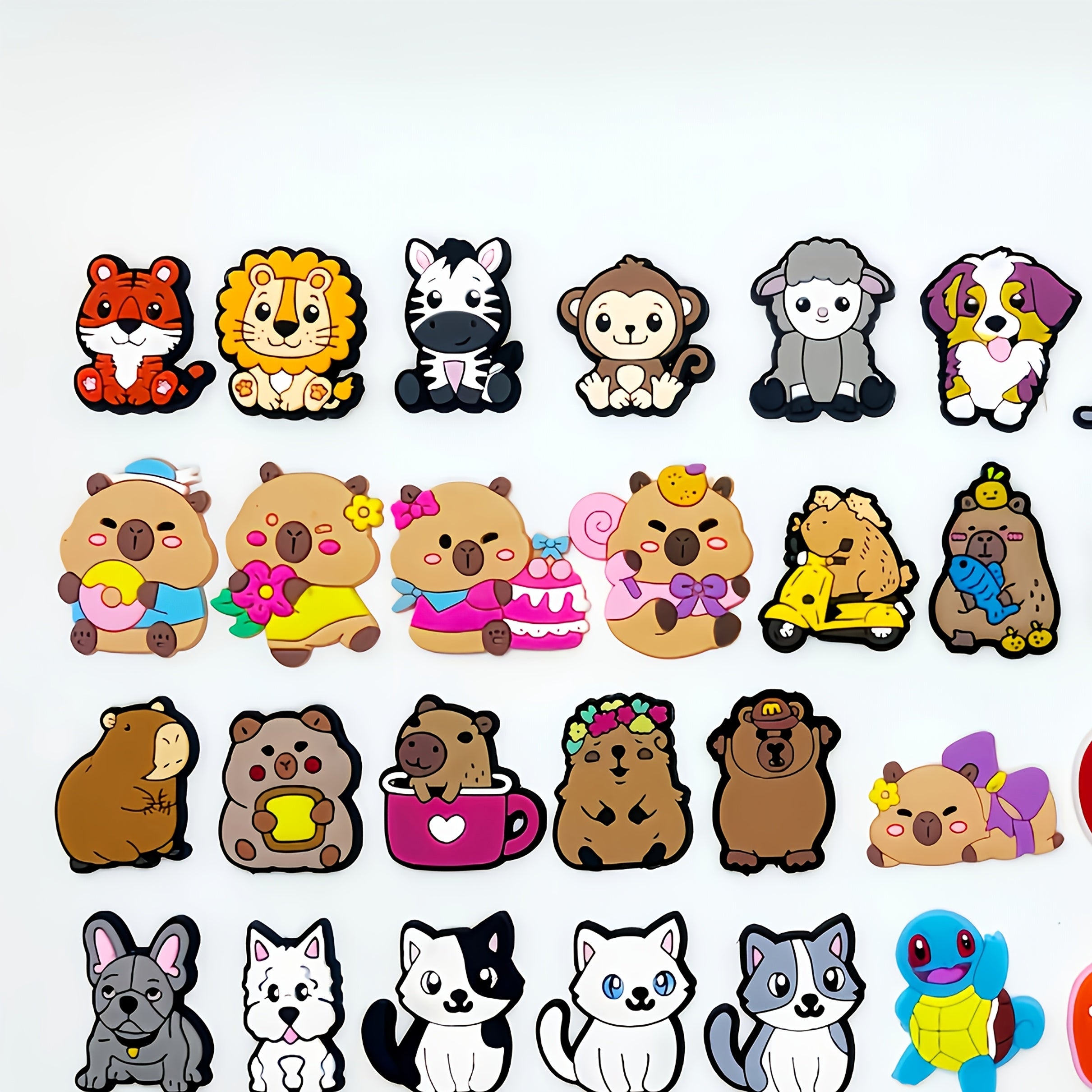 60pcs Animal PVC Charms for Phone Cases and Accessories Random Cat Dog Dino Toys