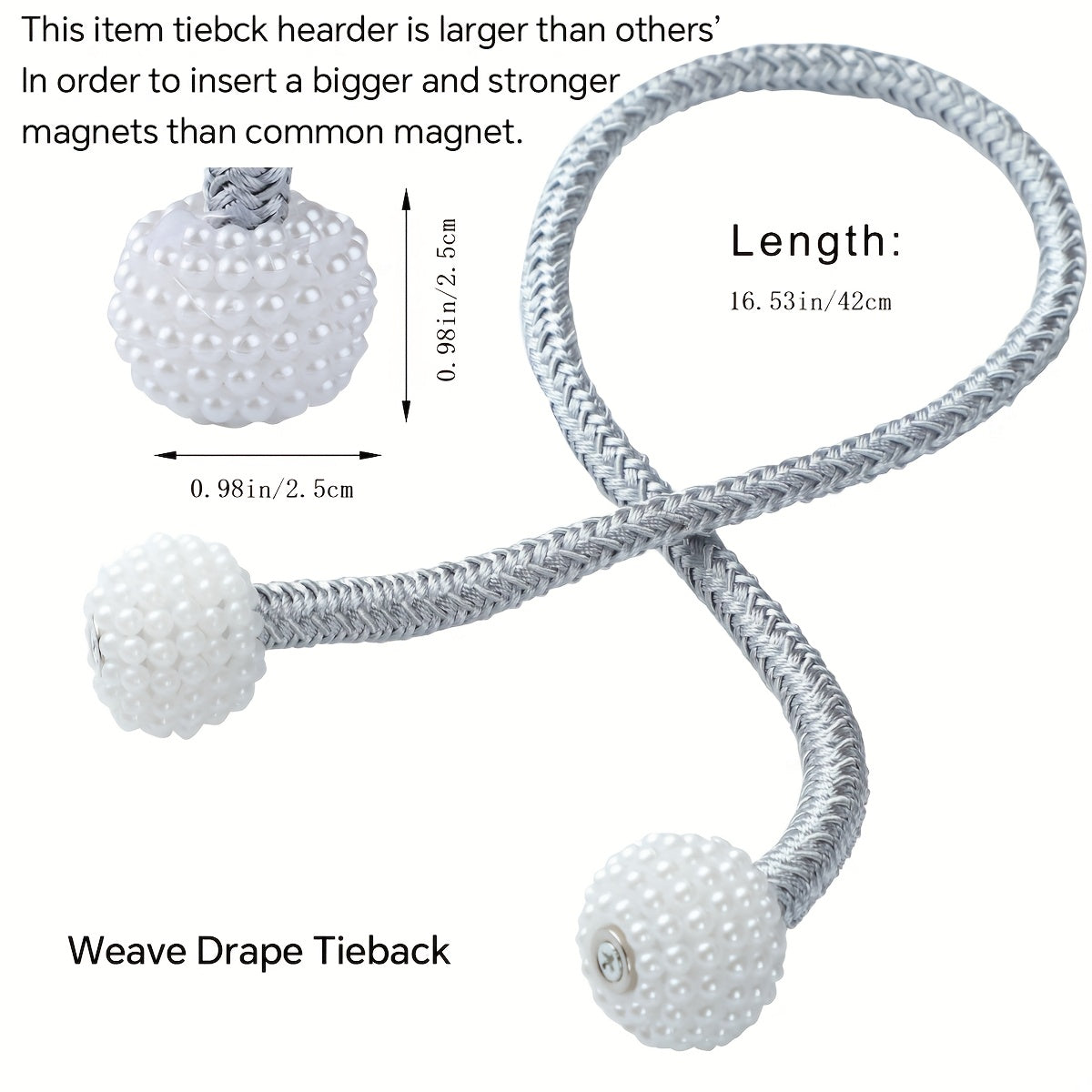 Два магнитных держателя для штор - стильные веревочные держатели для добавления элегантности домашним и офисным занавескам.