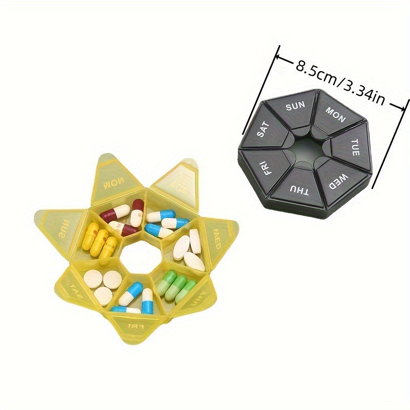 Women's Polypropylene Weekly Pill Organizer Compact 7-Compartment Multi-Color