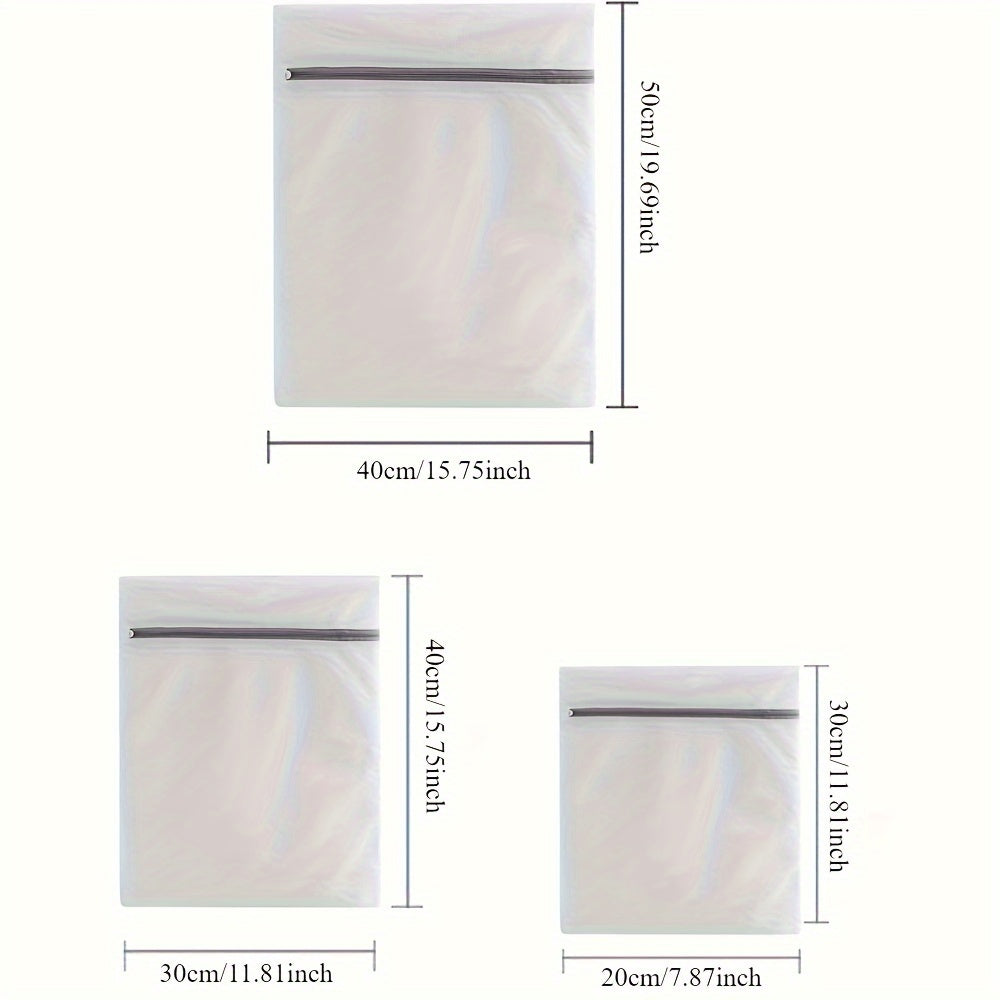 Juego de tres bolsas de malla para ropa delicada con cierre de cremallera