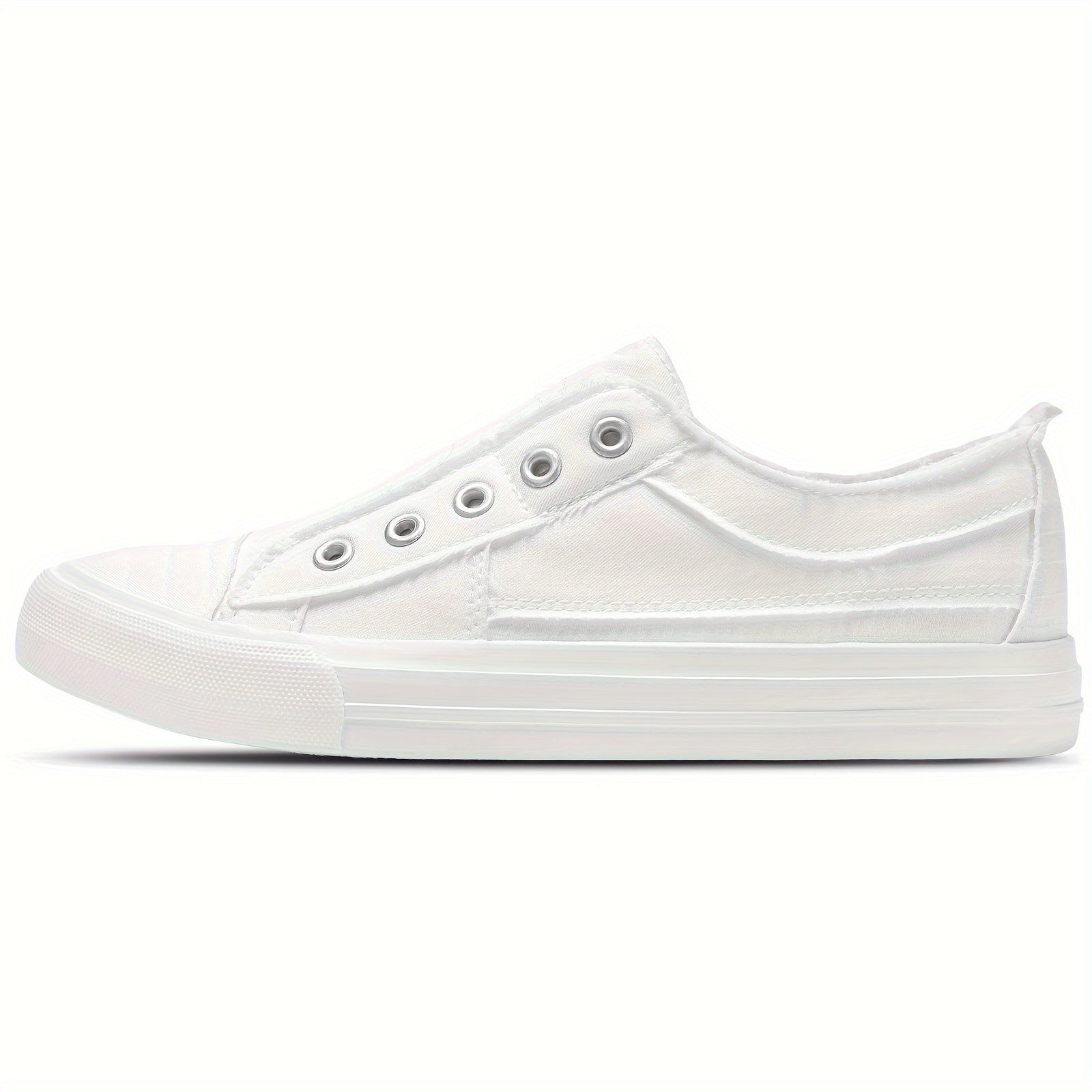 Women's Slip-On Sneakers White Casual Shoes Breathable Fabric All-Season
