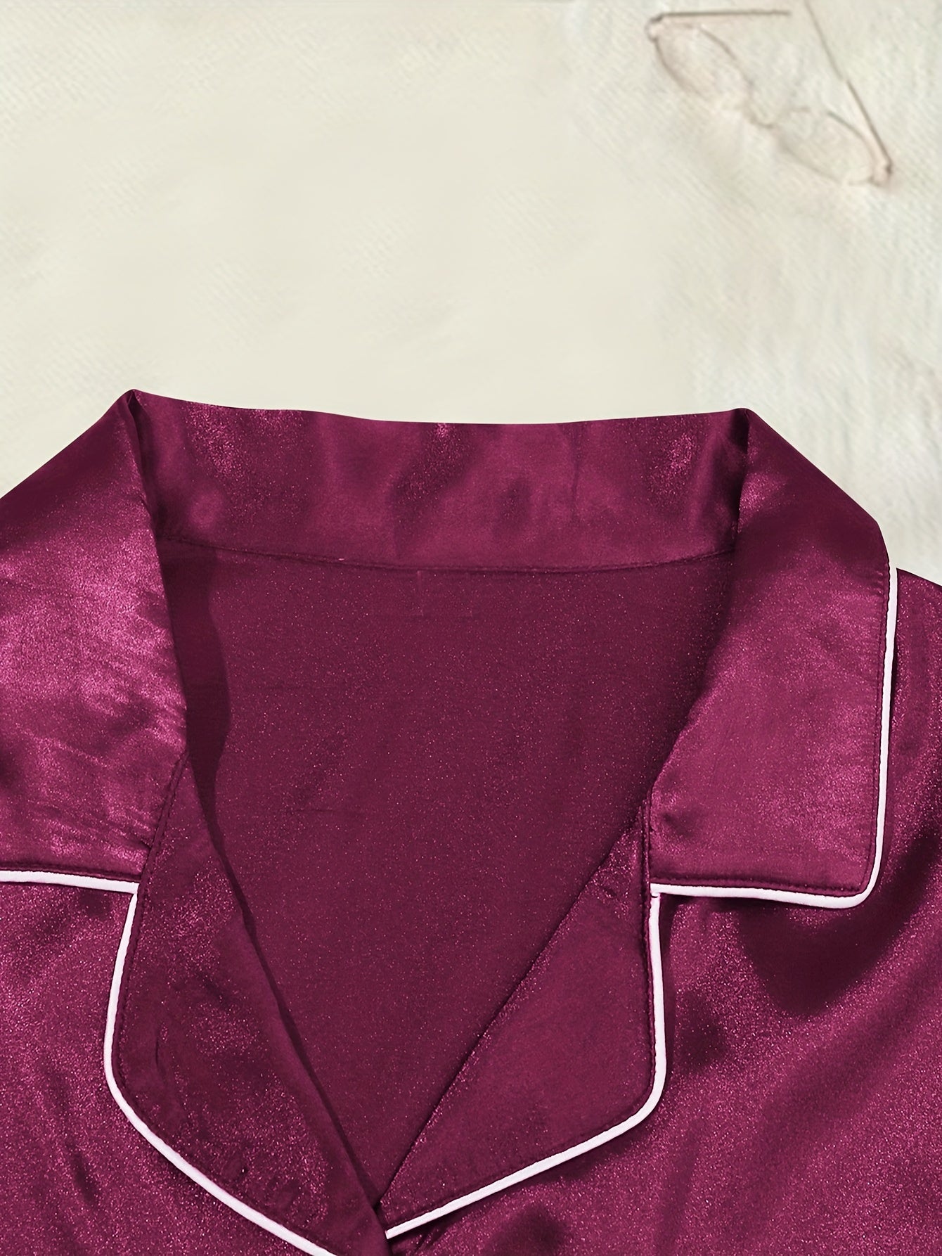 Plus Size Satin Pajama Set Women Short Sleeve Button Lounge Two Piece