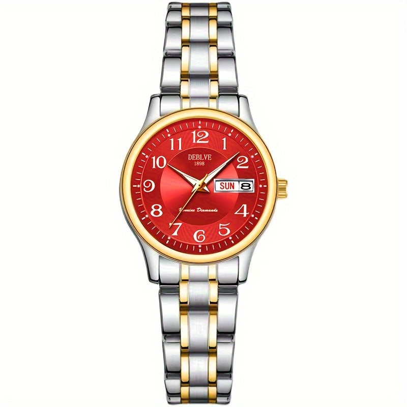 Women's Watch Ultra-Thin Steel Strap Quartz Luminous Week Calendar Light Luxury