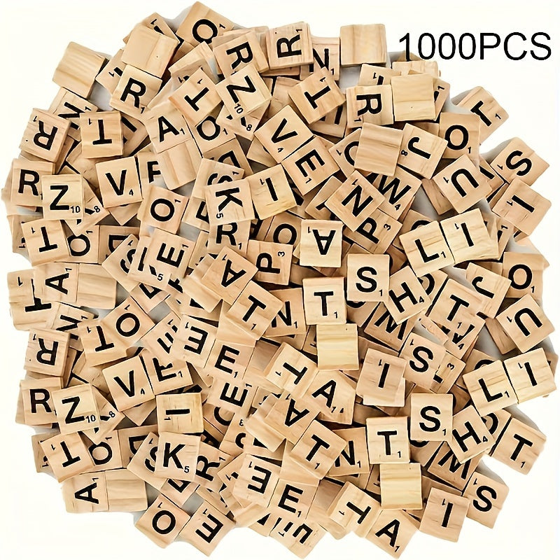 Juego de letras de madera para manualidades y juegos de palabras, 100-1000 piezas, amarillo