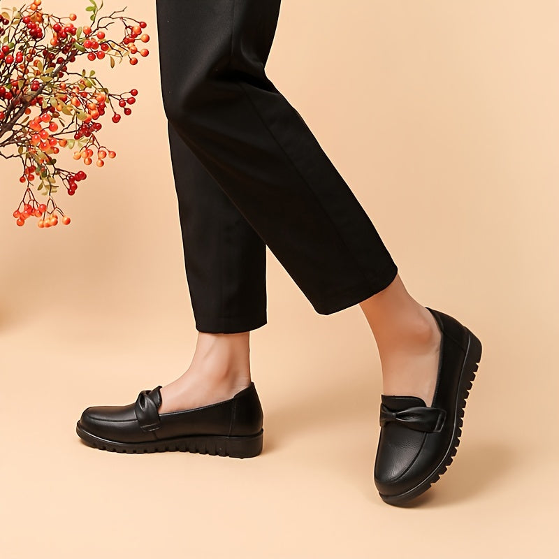 Ayollar uchun Mary Jane Loafers tekis, qattiq PU charm, barcha mavsum uchun