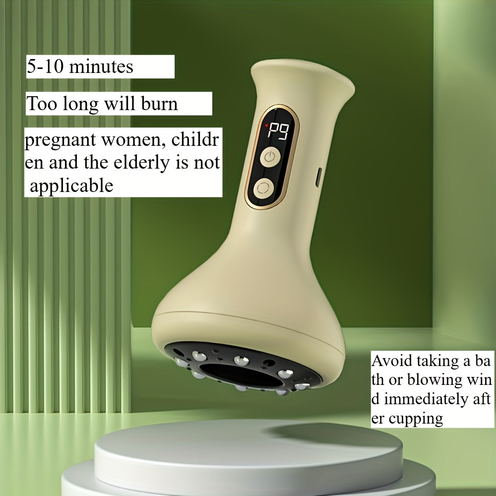 9-Speed USB Rechargeable Cupping Massager with Hot Compress and Steel Balls for Full Body