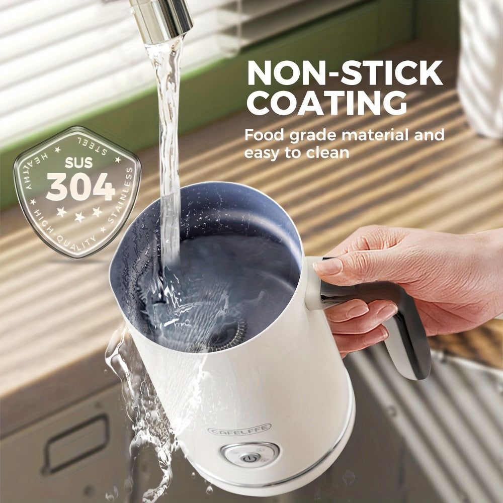 4 in 1 Stainless Steel Hot and Cold Milk Frother 8oz Automatic Shut-Off Beige