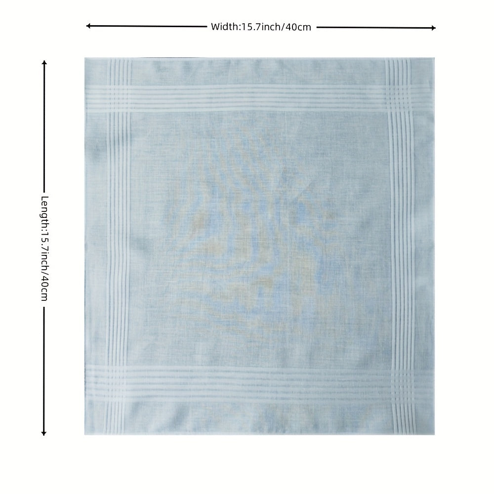 White Satin Strip Gentleman’s Cotton Handkerchief 39.88cm Gift Accessory