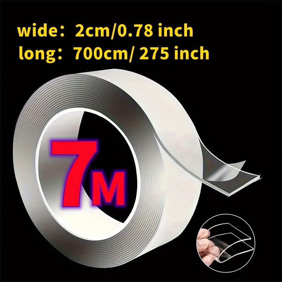 7m Transparent Nano Double-Sided Tape Waterproof Reusable Durable Adhesive for DIY Home Kitchen Bathroom