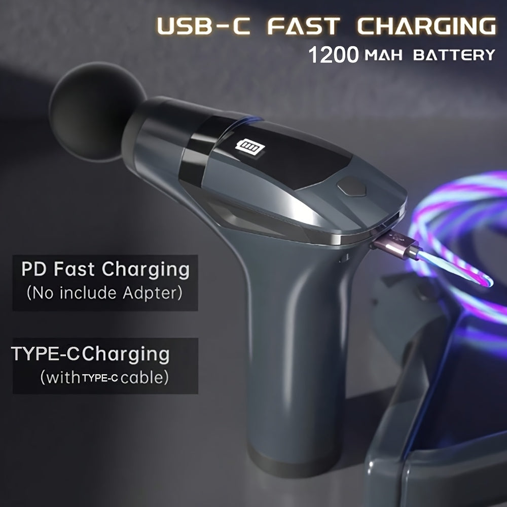 JustEvo Ko'p Funktsiyali Massaj Qurollari, O'zgaruvchan Boshli, Yuqori Tezlikdagi Vibratsiya, USB Qayta Zaryadlanadigan, Sirpanmaydigan Tutqich, 4 Ta Qo'shimcha, Sayohat Uchun Zarur, Mukammal Hediye, Portativ Mushak