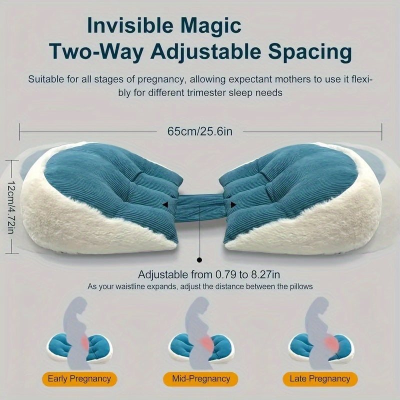 Pregnancy Pillow with Faux Fur Soft Belly Support for Side Sleeping Women