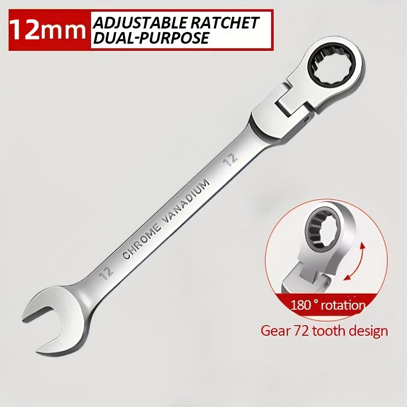 Ratchet kaliti 72 tishli 180° aylanadigan mustahkam metall avtomobil DIY ta'mirlash