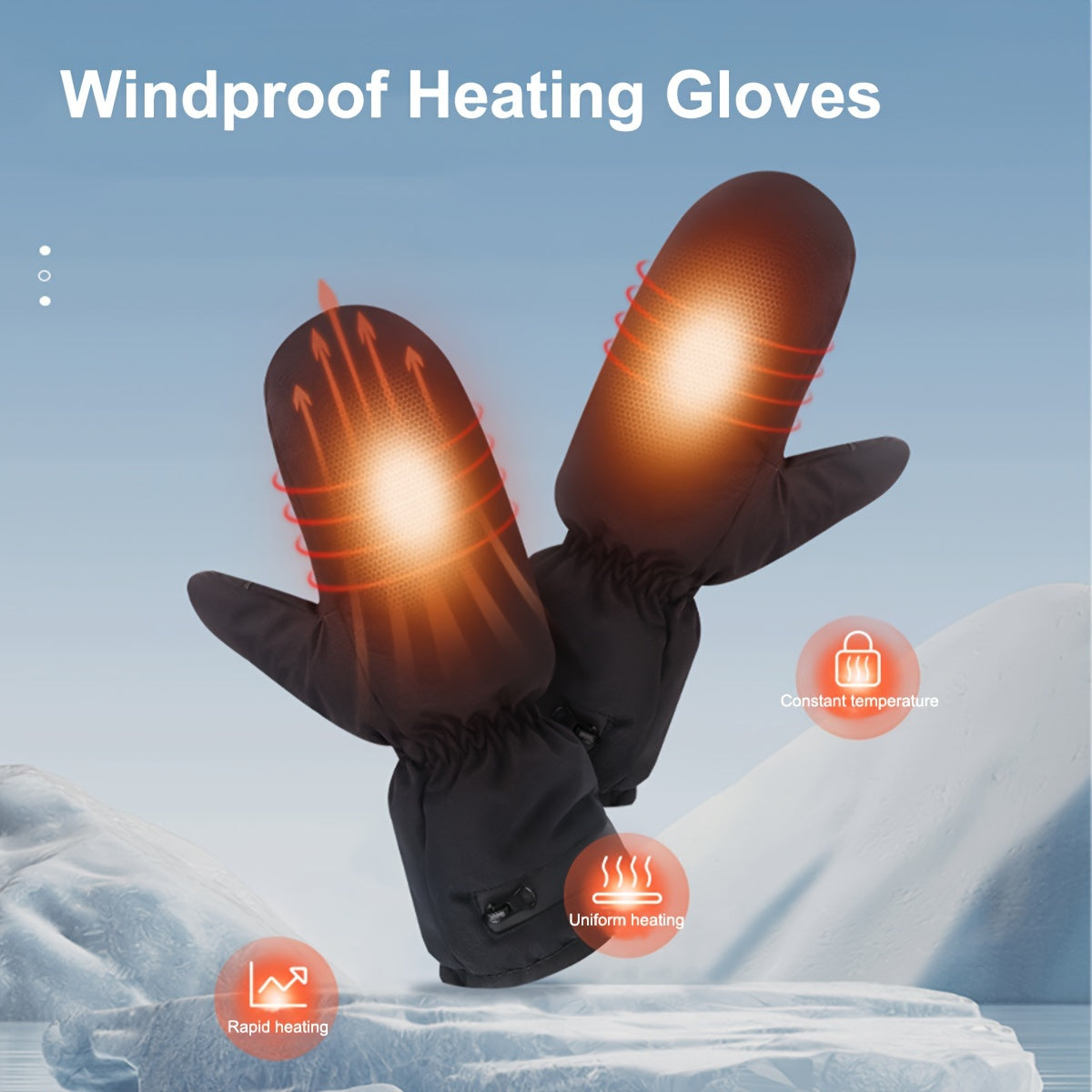 Uniseks isitiladigan shamol o'tkazmaydigan qo'lqoplar, suv o'tkazmaydigan, changyutgich, velosipedda, baliq ovlashda