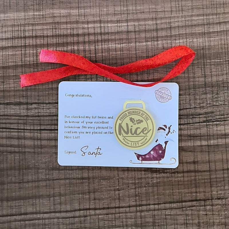 Acrylic Christmas Decoration Medal with Greeting Card No Electricity Needed