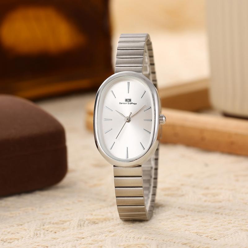 Stylish Forest-Themed Oval Dial Wristwatch for Students with Steel Strap