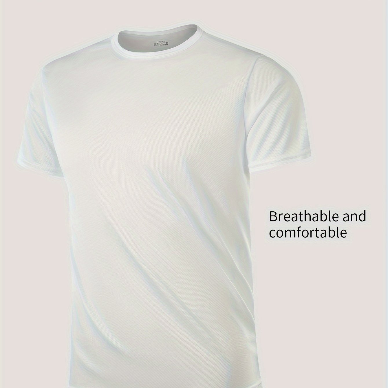 Men's Quick-Dry Athletic T-Shirt Breathable Moisture-Wicking Solid Color Crew Neck for Gym Running