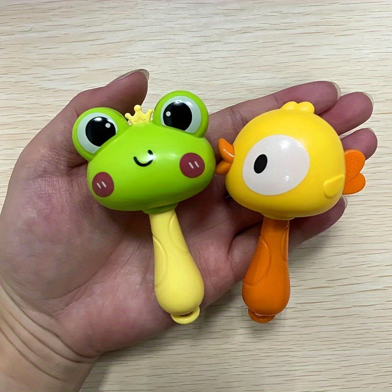 Baby Rattle Toy Set with Frog and Duck Designs for Infants Green Yellow
