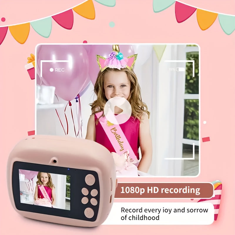 Kids Digital Camera Dual-Camera HD Video Photo Print Mode for Children Pink Blue