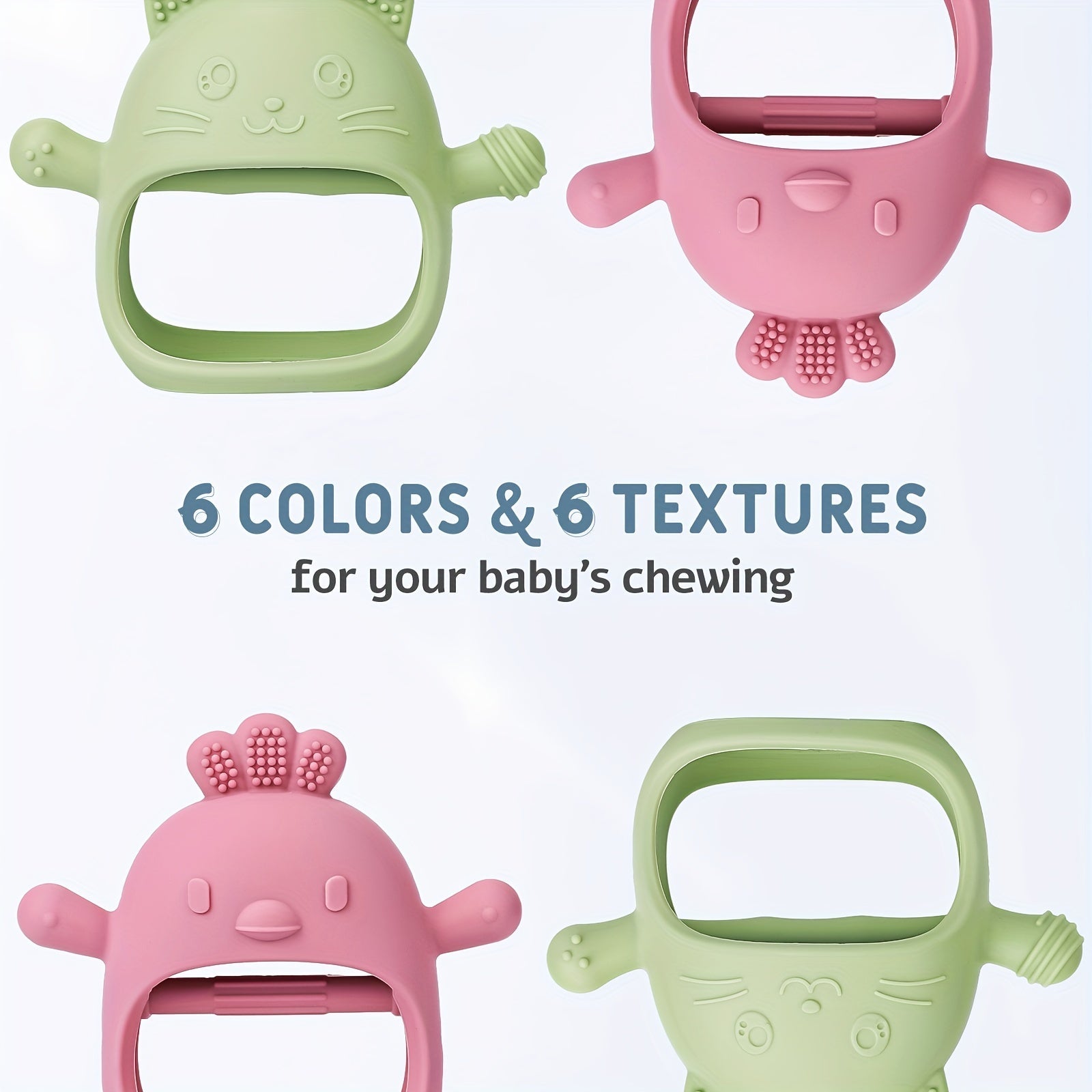 Baby Silicone Teether for Babies with Animal Designs Rabbit and Chick BPA Free Soft Texture