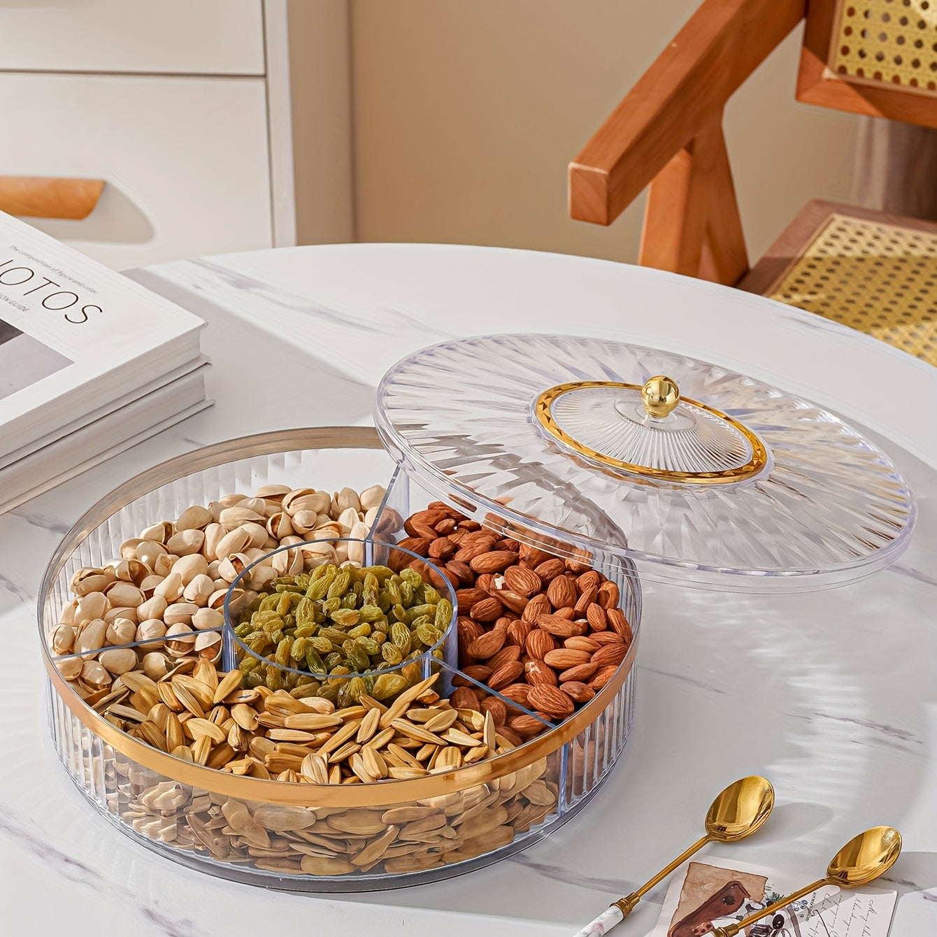 To'ylar, tug'ilgan kunlar va ziyofatlar uchun qopqog'li shirinliklar saqlash qutisi 10.53 dyuym