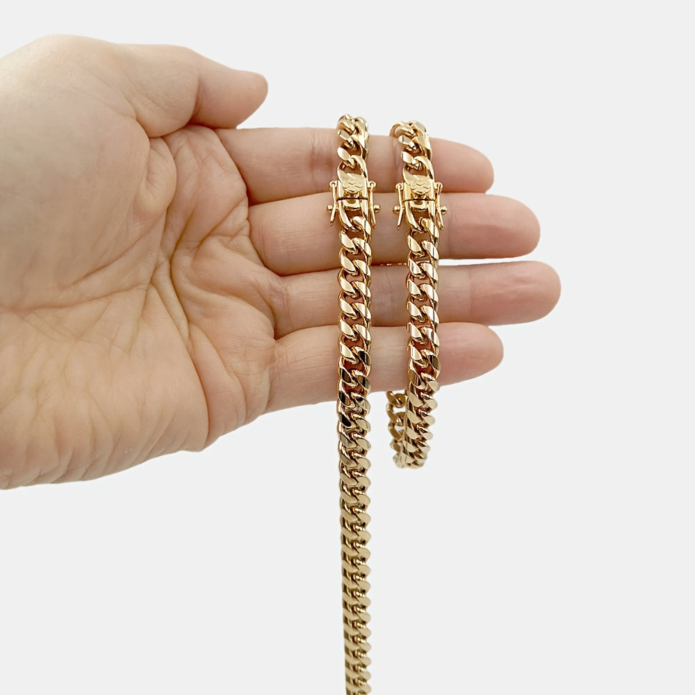 Stainless Steel Hip Hop Link Chain Jewelry Set for Men Choker Necklace and Bracelet