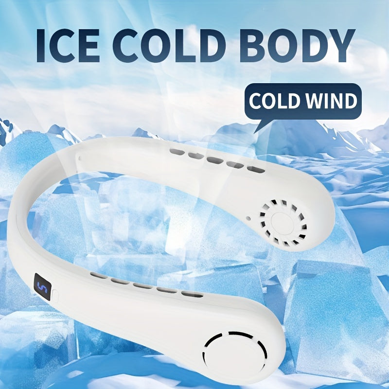 Portable Neck Fan USB Rechargeable Bladeless Personal Cooling Fan with 5 Speeds Adjustable Angle Long Battery Life
