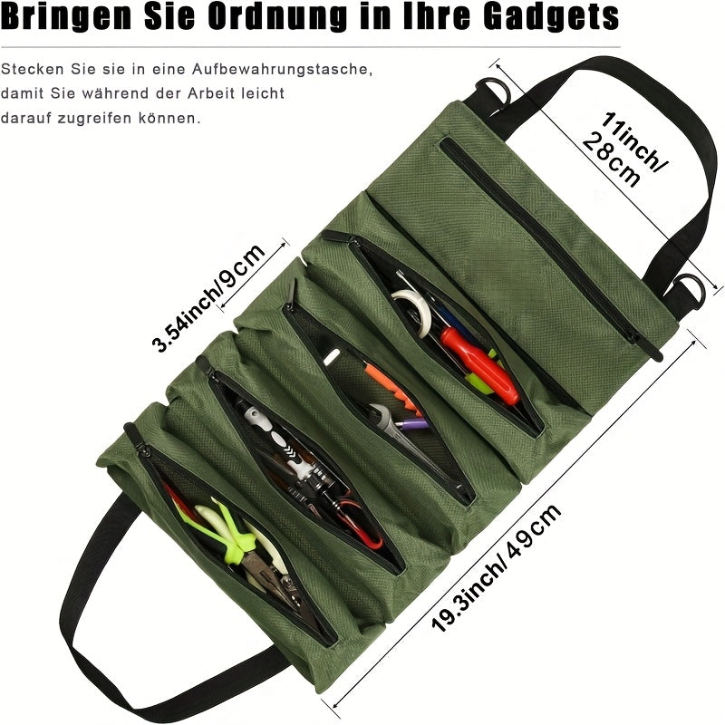 Waterproof Oxford Cloth Tool Bag for Professionals Durable Portable Foldable Green