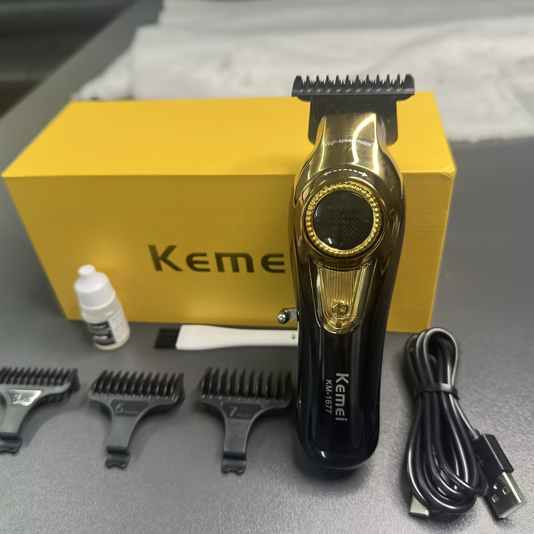 Electric Hair Clipper for Men Adjustable Speed LED Display Metal Body Precision Blade USB