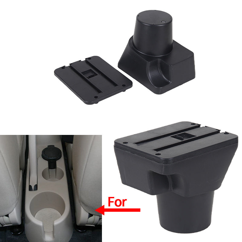 Car Interior Armrest Storage Box Black Double Layer Cup Phone Holder