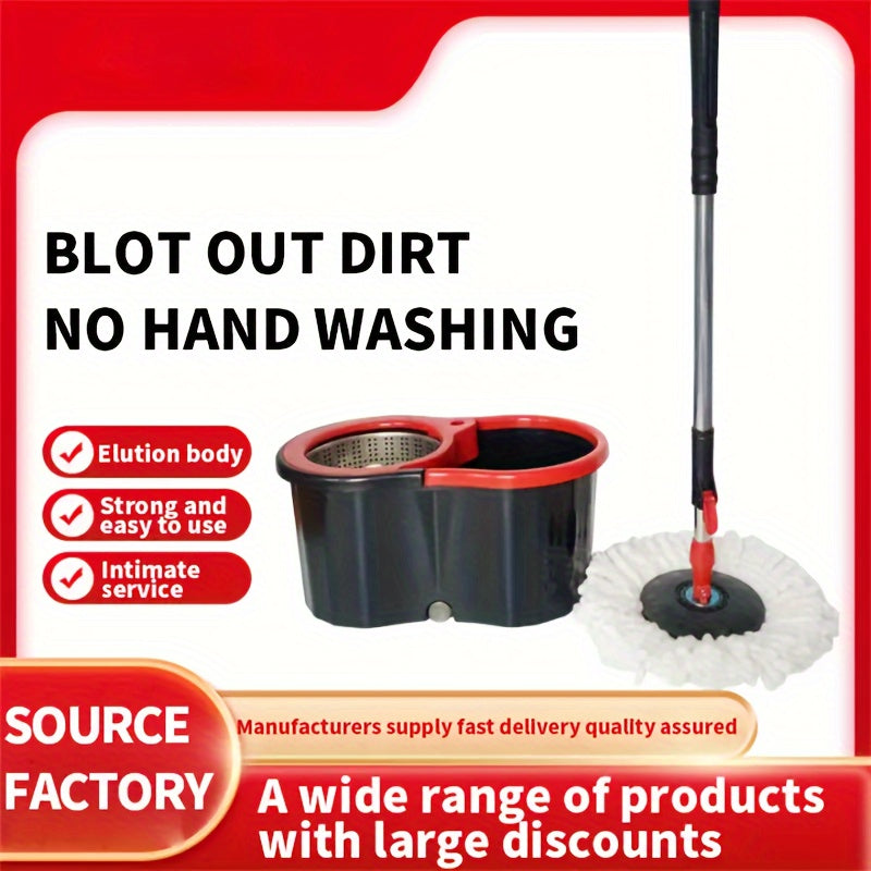 Qora Compact 360° aylanadigan mop va qopqoq bilan mikrofiber boshli kiti