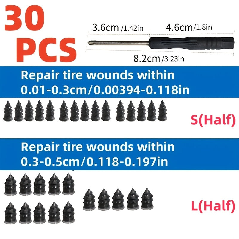 10/30 Pcs Synthetic Rubber Tire Repair Nails Universal Puncture Fixing Tools