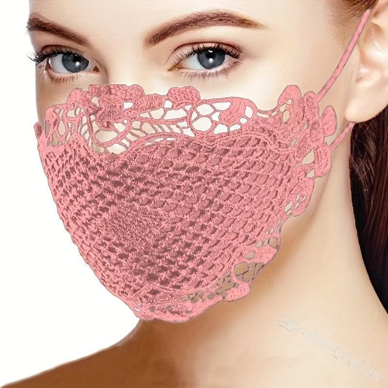 Set of 4 Women’s Lace Face Masks Comfortable Elastic Nightclub Style Easy to Wash Stylish Embroidered Masks for Outdoor Events