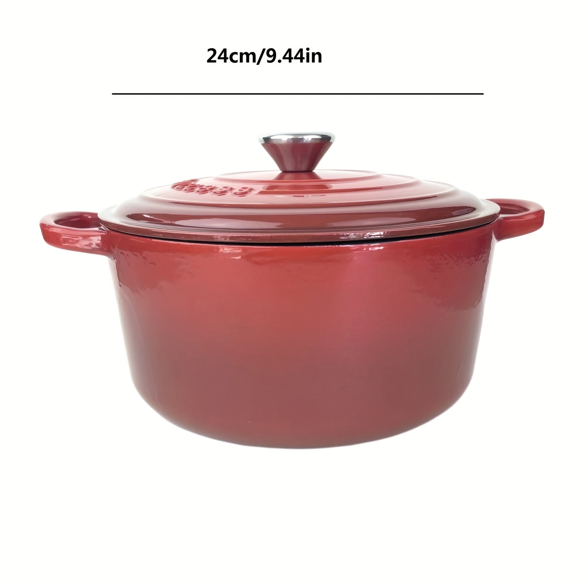 Set of 3 Enamel Cast Iron Pots 22cm 24cm 26cm Non-Stick Handles
