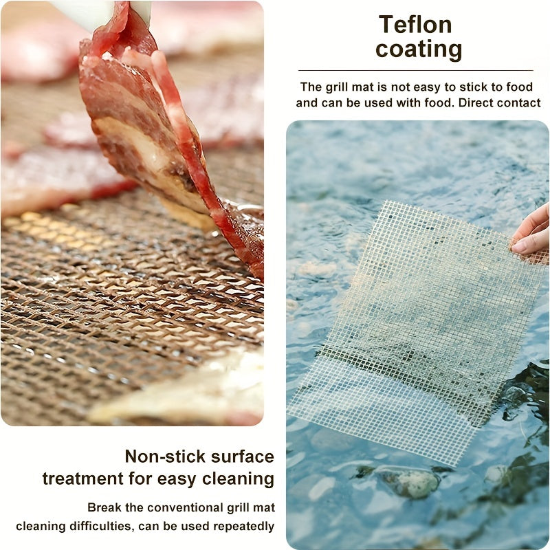 5-Piece BBQ Grill Mat Set Non-Stick Teflon Reusable for Fish Shrimp Meat
