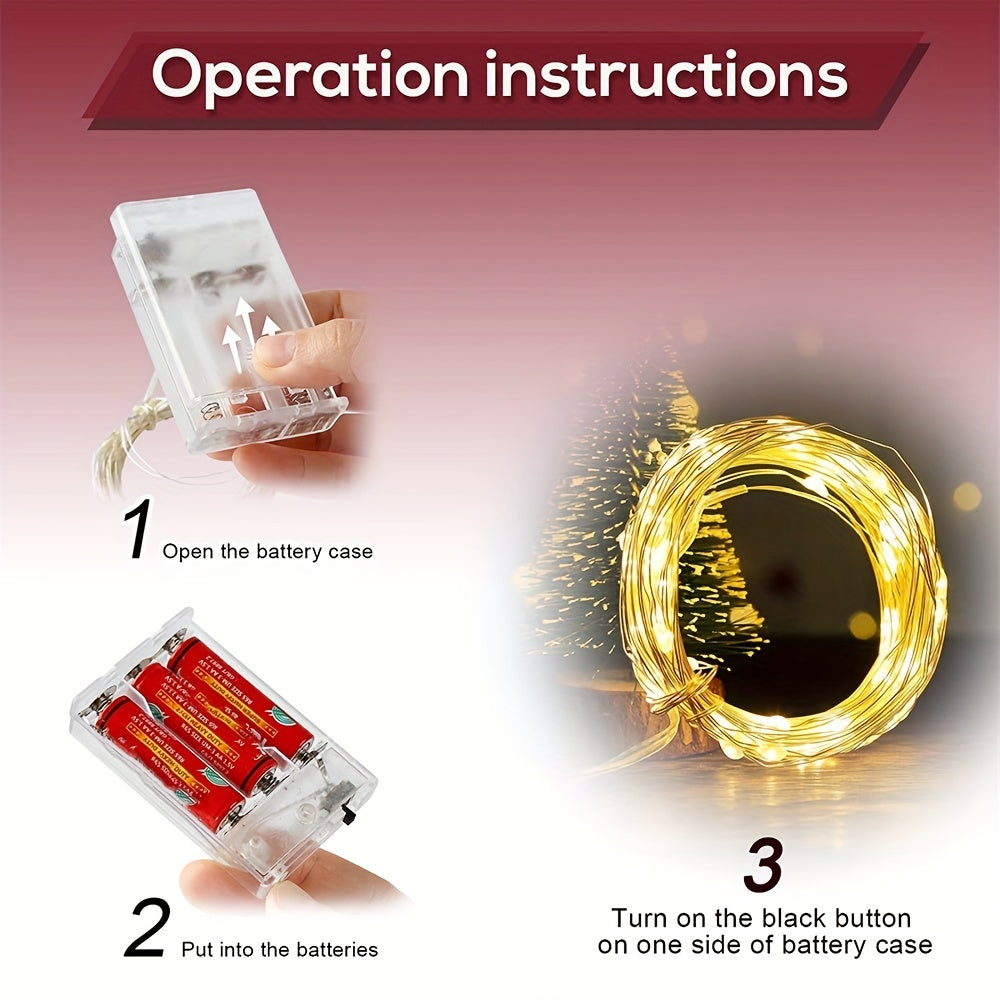 Battery-Powered Fairy Lights 20/50/100 LEDs Warm White Copper Wire Blinking for Home Decor