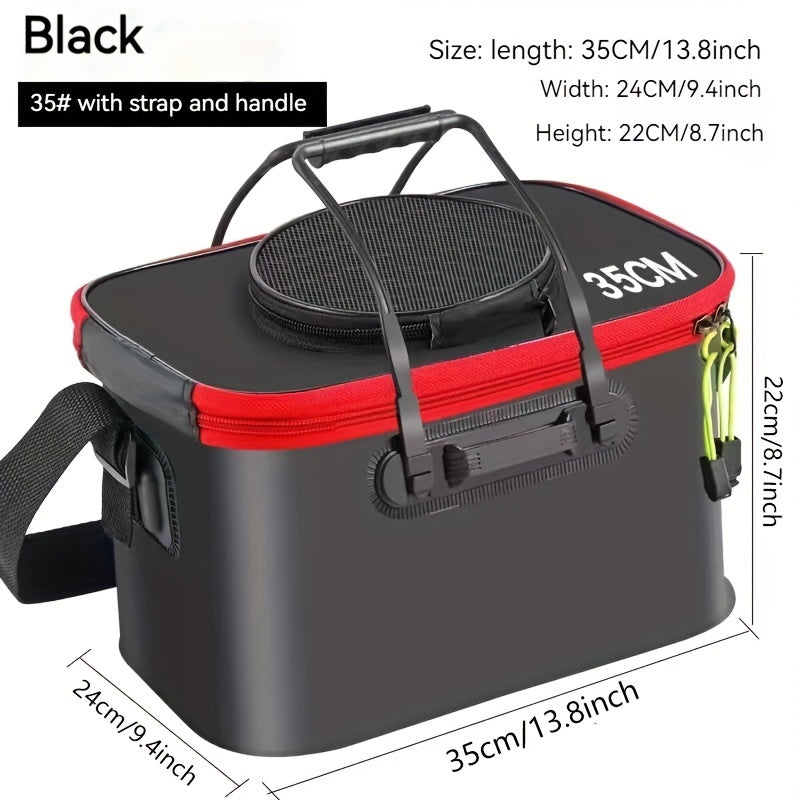 Waterproof EVA Fishing Gear Bag with Collapsible Live Fish Bucket and Tackle Storage