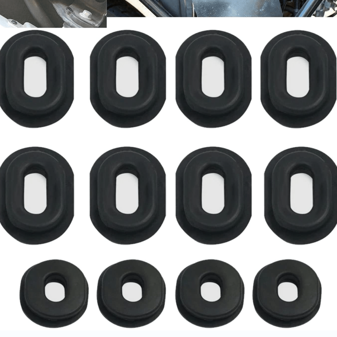 12 Pcs Motorcycle Rubber Grommets Bolts Panel Cover Fairing Washers
