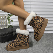 Women's Leopard Print Snow Boots Cozy Plush Lined Slip-Resistant Durable