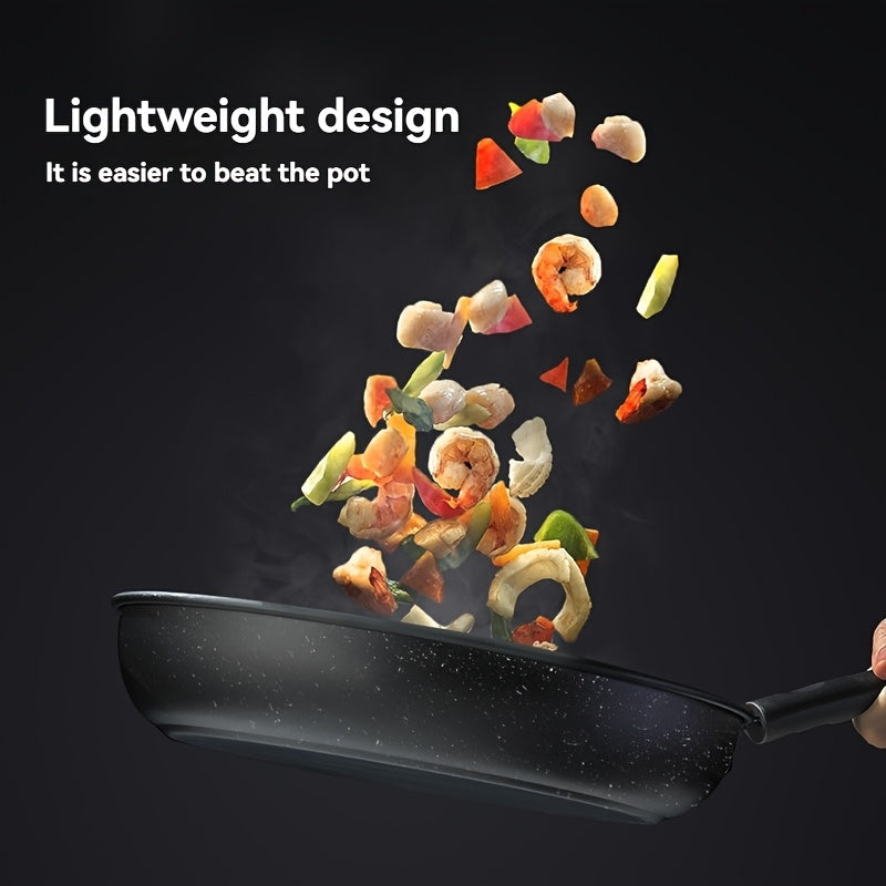 Non-Stick Cast Iron Frying Pan with Marble Coating 23cm Flat Bottom Hand Wash