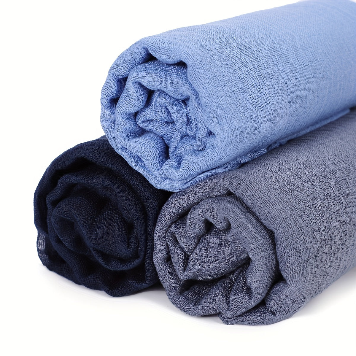 3 ta minimalistik pufli pleatli hijablar to'liq ranglar nafas oladigan kundalik sharflar