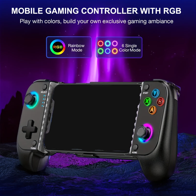 Wireless RGB Mobile Game Controller for Android iPhone Dual Hall Joysticks Streaming Remote Games Compatible with Xbox Game Pass and Apple Arcade