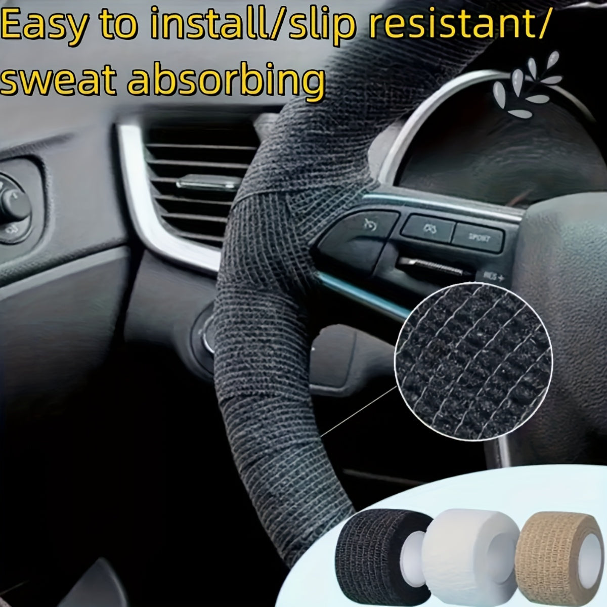 Avtomobillar, velosipedlar, mototsikllar uchun singdiruvchi, sirpanishga qarshi, boshqaruv g'ildiragi uchun yopishqoq lenta