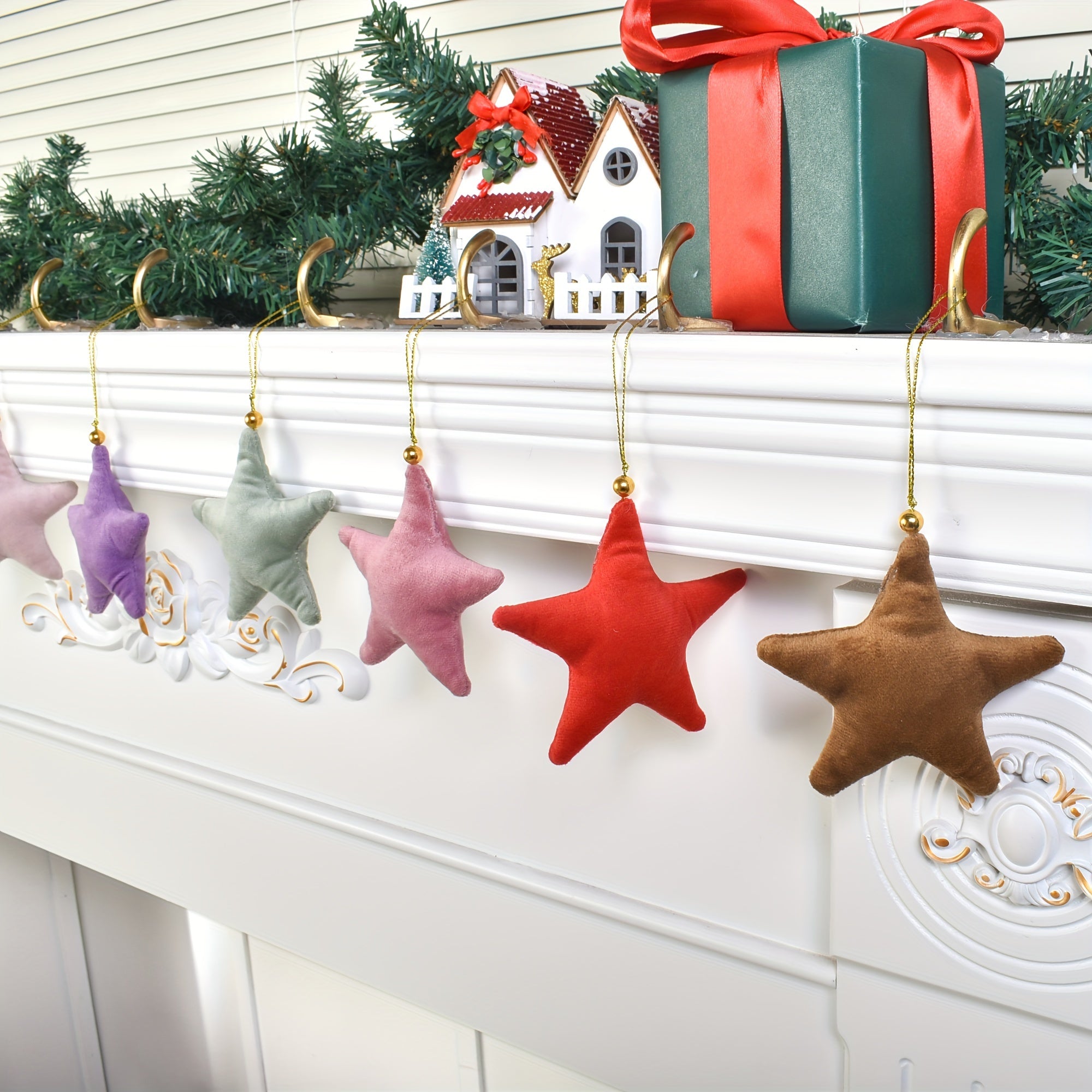 Velvet Christmas Star Ornament for Tree and Home Decoration