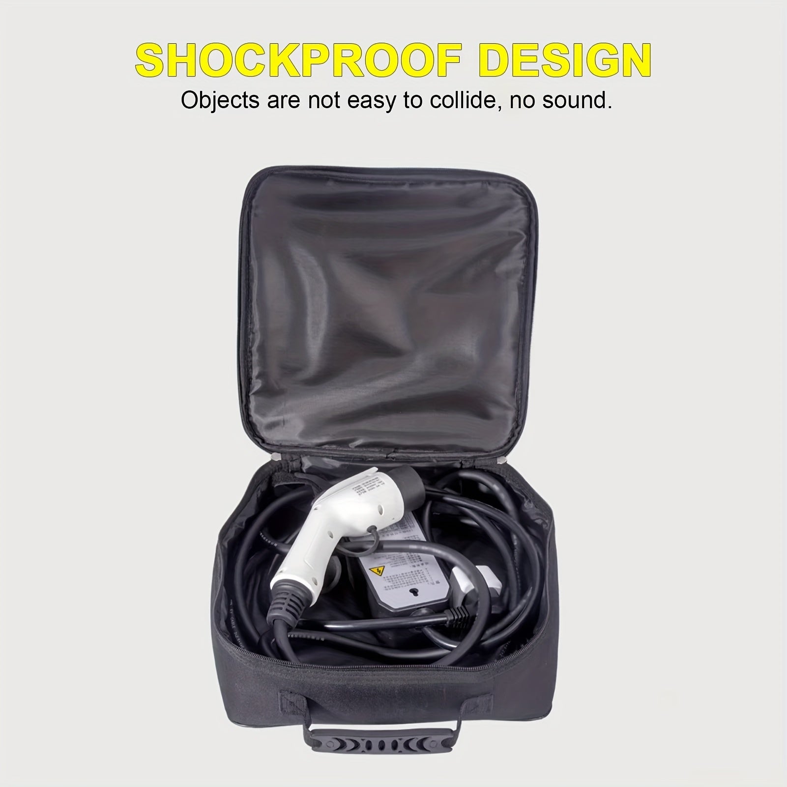 Electric Vehicle Charger Storage Bag Polyester Organizer with Green Wheel Design