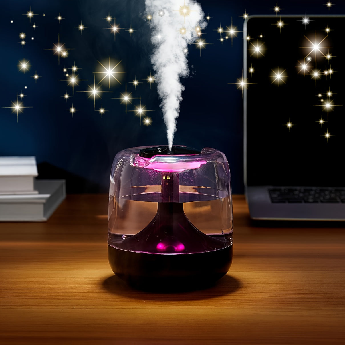 Colorful 650ML Transparent Humidifier with Night Light and Silent Mist