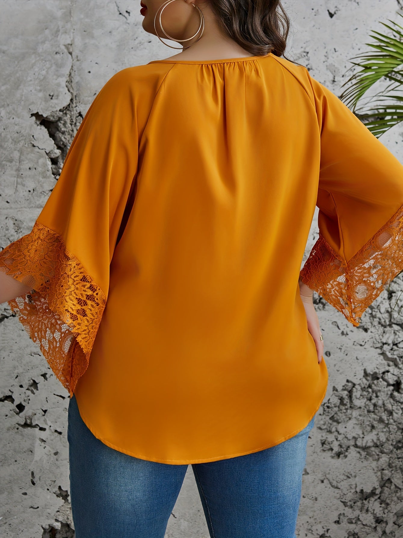 Women's Plus Size Blouse with Front Bow Lightweight Polyester Spring Summer Fall