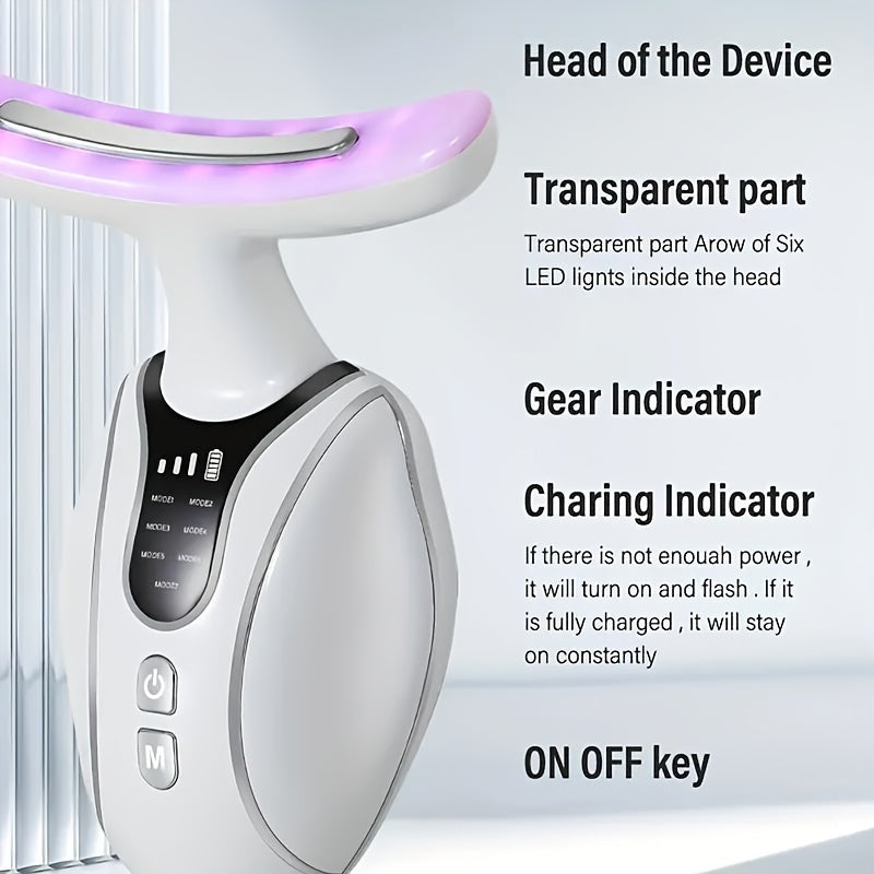 7-in-1 Portable Neck and Face Massager USB Rechargeable Facial Beauty Tool for Women and Girls