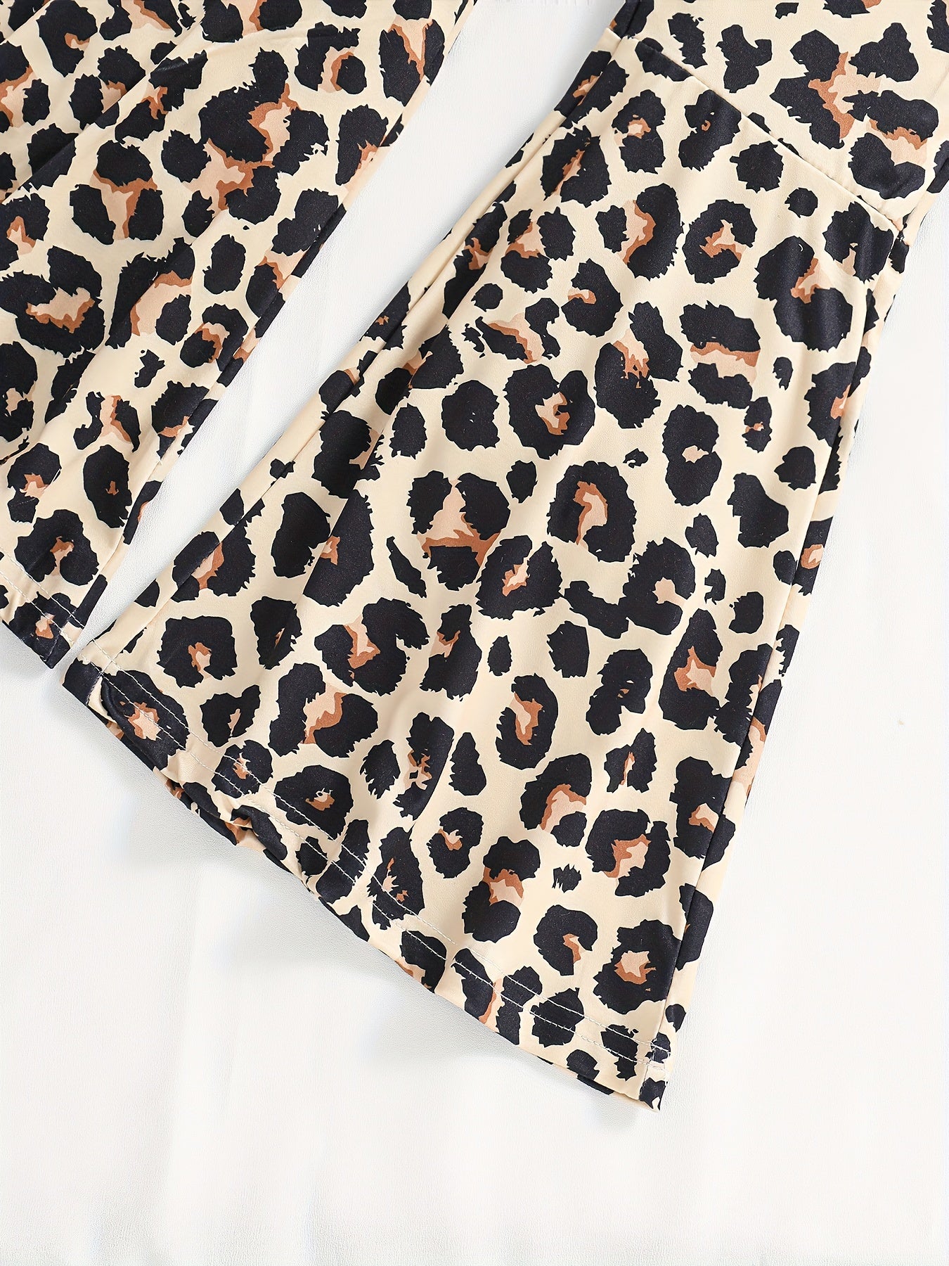 Girls' 2-Piece Outfit Sweatshirt and Leopard Flared Pants with Sunglasses for Spring Fall Kids