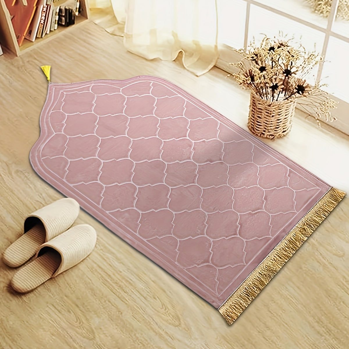 Luxurious Thick Flannel Muslim Prayer Mat Non-Slip Soft Durable with Tassels